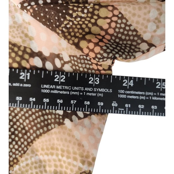 Sarah B Woman Blouse 2X Brown Beige Metallic Shimmer Ruffle Sleeve Button Front - Picture 9 of 11